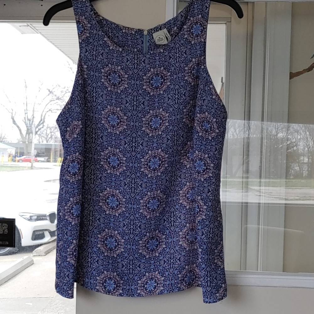 Blue pink spring sleeveless top Paper Crane Large